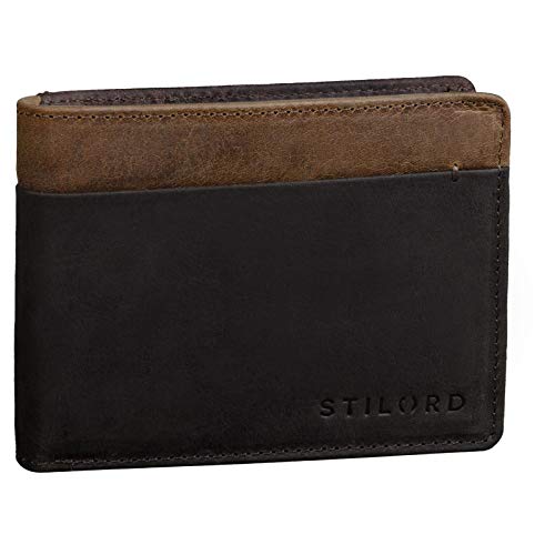 STILORD 'Sterling' Cartera RFID Hombre Cuero Portamonedas NFC Bloqueo Monedero Clásico Billetera Portatarjetas de Piel Genuino, Color:marrón Oscuro