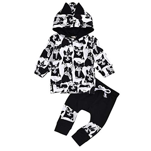 sunnymi - Conjunto de ropa para bebé, niños de 0 a 3 años, ropa con capucha, pantalón y pantalón Negro
 2-3 Años