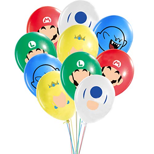 Super Mario Globos - YUESEN 20pcs 12 pulgadas Super Mario Infantiles Globos Decorativos de Latex Mario Globos para niños, niñas, Cumpleaños Fiesta Decoración