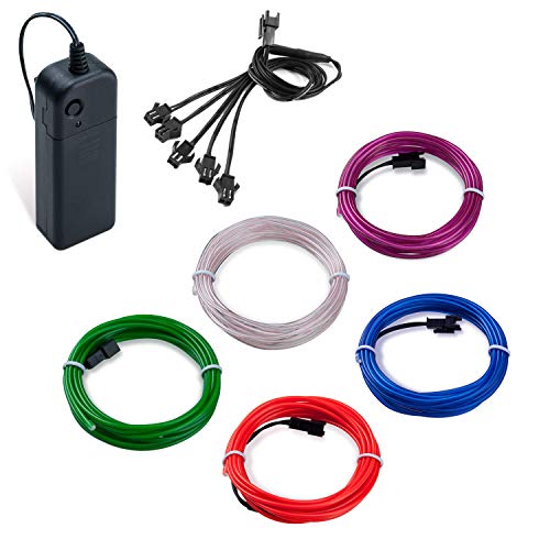 SZILBZ 5 x 1 m de cable de luces de neón, cable de luces de neón, flexible, para fiestas de Navidad, rave, Halloween, lila, blanco, rojo, azul, verde jade