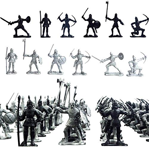 szyzl88 Medieval Soldado Militar Figura de Juguete, 60Pcs Antigüedades Soldado Medieval Vikingo Soldado Estática Militar Soldado Modelo Set Familia Enseñanza Aprendizaje Story Modelo