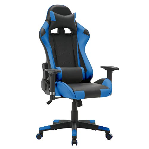 T-LoVendo TY-OC-RC1-BLUE Silla Gaming Oficina Racing Sillon Gamer Despacho Profesional Videojuegos PC