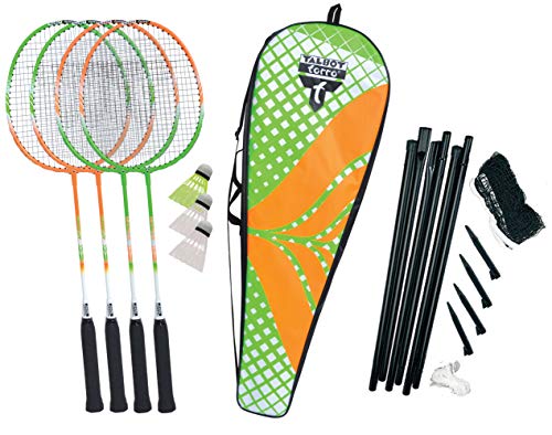 Talbot Torro 449406 Set de Badminton 4-Attacker Plus, 4 Raquetas, 3 Volantes, Juego de Red Completo, en una Valiosa Bolsa Talbot Torro 449406 Set de Badminton 4-Attacker Plus, 4 Raquetas, 3 Volantes, Juego de Red Completo, en una Valiosa Bolsa