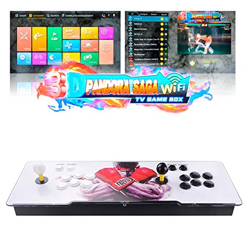 TAPDRA 3D Pandora Saga WiFi 3000 en 1 TV Game Box Consola Arcade Kit Completo de Bricolaje, Compatible con más de 10000 descargas de Juegos, hasta 4 Jugadores, Salida HDMI