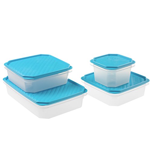 Tatay Lote 4 contenedores Alimentos, de Diferentes tamaños, con Tapa Flexible, Fabricados en plástico Libres de BpA