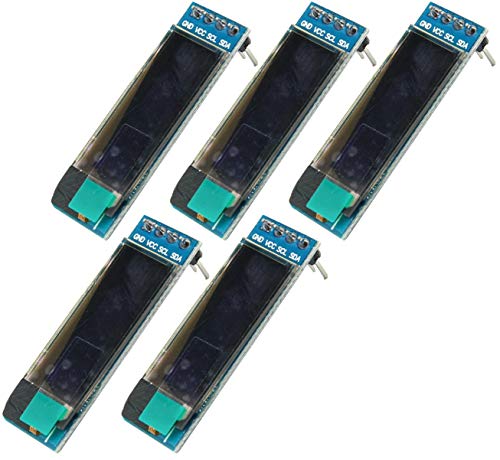 TECNOIOT x5pcs 0.91 Inch Blue 128X32 OLED LCD LED Display Module| 5 unids 0.91 Pulgadas 128x32 IIC I2C Pantalla OLED LCD Azul DIY Módulo OLED SSD1306 Driver IC DC 3.3V 5V para Arduino