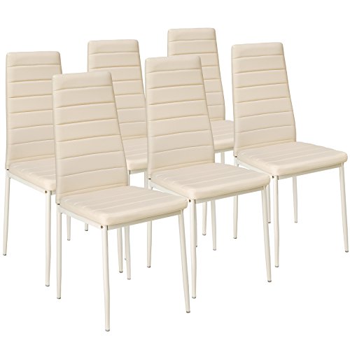 TecTake Set de sillas de Comedor 41x45x98,5cm cantidades - (6X Beige | No. 401852)