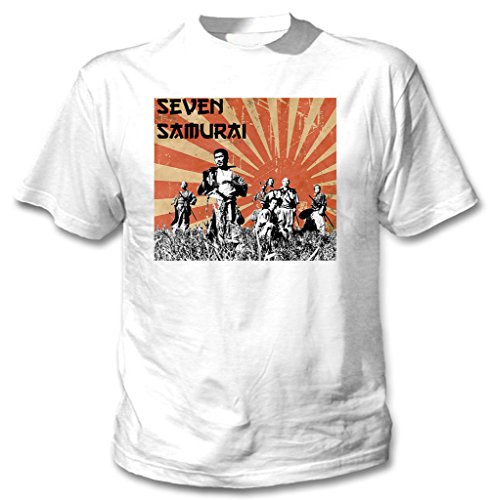 teesquare1st Seven Samurai Camiseta Blanca para Hombre de Algodon Size Xlarge