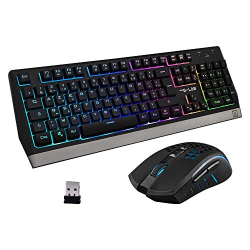 THE G-LAB Combo Tungsten – Pack de Teclado y Ratón Gaming Inalámbrico Retroiluminado - Teclado Gaming Inalámbrico Layout Español + Ratón Gaming Inalámbrico 2400 dpi – PC/PS4/PS5/Xbox One - Nuevo 2021