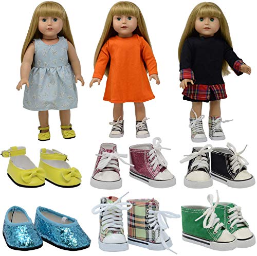 The New York Doll Collection 6 Pares De Muñeca Zapatos y Zapatillas - Encaja 18 pulgadas / 46 cm Muñecas - (Estilo 1) Muñeca Zapatos - Muñeca Zapatillas - Muñeca Accesorios
