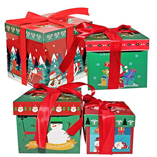 THE TWIDDLERS 8pcs Cajas para Navidad - 4 Diseños Atractivos 2 Tamaño - Perfectos para Regalos De Arbol Navidad - Ideal en Fiestas Decoracion Navideñas