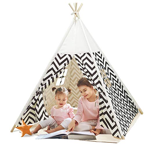 Tienda|Tipi para niños Tienda de Juegos Plegable para niños y niñas con Alfombra tapete de Felpa Casa de Juegos para niños en Interiores y Exteriores (Blanco) Tienda|Tipi para niños Tienda de Juegos Plegable para niños y niñas con Alfombra tapete de Felpa Casa de Juegos para niños en Interiores y Exteriores (Blanco)