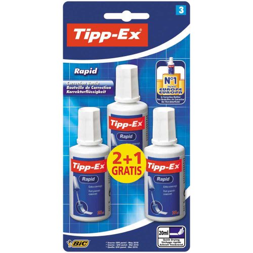 Tipp-Ex Rapid Correction Fluid (Value Pack of 2, Plus 1 Free)