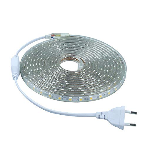 Tiras LED SMD5050 60 Led/m 220v 6000k Luz Fria (3 Metros) IP65 Impermeable Con Enchufe Tiras LED SMD5050 60 Led/m 220v 6000k Luz Fria (3 Metros) IP65 Impermeable Con Enchufe