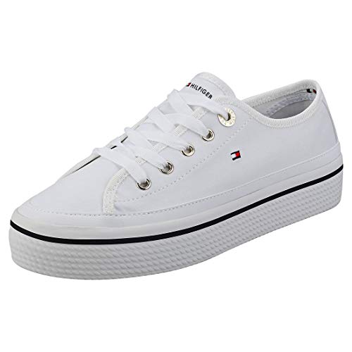 Tommy Hilfiger Corporate Flatform Sneaker, Zapatillas Mujer, Blanco (White 100), 36 EU