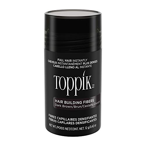 TOPPIK Fibras Capilares Castaño Oscuro, Fibras de Queratina para Crear más Densidad en el Cabello de Forma Inmediata, 12 g, Marrón Oscuro (TPD12A)