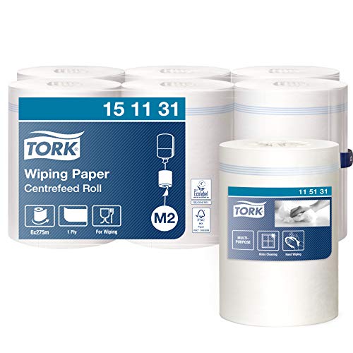 Tork 151131 Papel de secado multiuso Advanced de 1 capa compatible con el sistema de alimentación central grande M2, blanco, 6 rollos x 275m