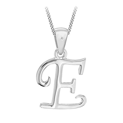 Tuscany Silver 8.44.7464 Cadena con colgante de plata, diamante (0.01), 46 cm, Letra E