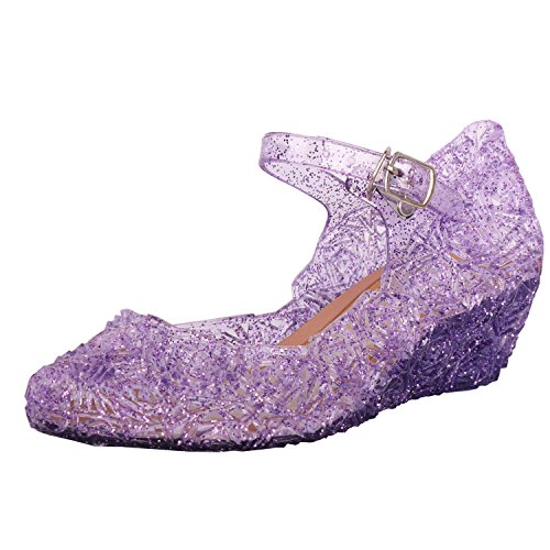Tyidalin Niña Bailarina Zapatos de Tacón Disfraz de Princesa Zapatilla de Ballet para 3 a 12 Años EU28-33(Color: Púrpura,Gold,Plata) (EU 24(Talla del Fabricante 26), Morado)