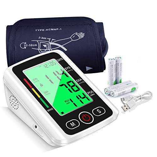 U-Kiss Tensiómetro de Brazo Digital con Pantalla LCD, Automática de Presión Arterial y Pulso de Fuencia Cardíaca Detección, 22-32cm Brazalete, Memorias de 2 Usuario