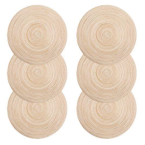 U'Artlines Place Mat, Juego de 6 manteles de Hilo de algodón Trenzado Round-shapped de 14-Inch Round-shapped (Redondo, Marfil) U'Artlines Place Mat, Juego de 6 manteles de Hilo de algodón Trenzado Round-shapped de 14-Inch Round-shapped (Redondo, Marfil)