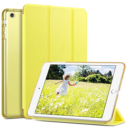 ULAK Funda para iPad Mini 1/2/3, [Serie Clásica] Carcasa Función de Despertador Automático Magnético y Sueño Smart Cubierta Trifold Soporte Caso para iPad Mini/iPad Mini 2/iPad Mini 3 - Limón amarillo