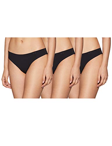 Under Armour PS Thong 3Pack Ropa Interior, Mujer, Negro (Black/Black/Black 001), S