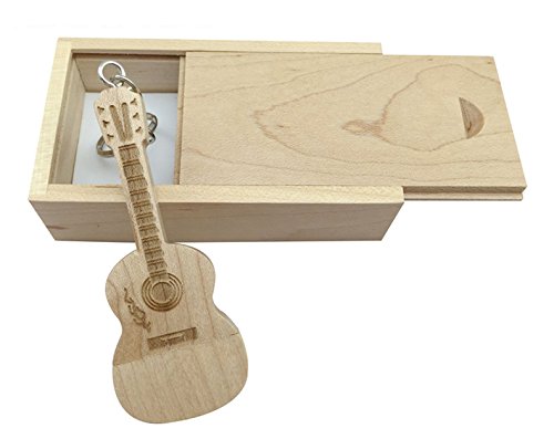 Unidad flash USB de madera de arce en forma de guitarra (en caja de madera) (32.0 GB)