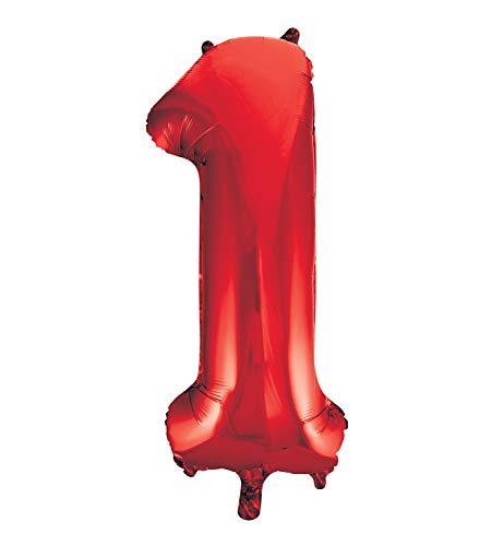 Unique Party- Globo gigante número 1, Color rojo, 86 cm (55851) , color/modelo surtido