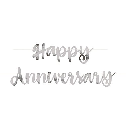Unique Party - Guirnalda de Letras de Aniversario con texto "Happy Anniversary" - Color Plata - Conjunto de 2 (72607) Unique Party - Guirnalda de Letras de Aniversario con texto "Happy Anniversary" - Color Plata - Conjunto de 2 (72607)