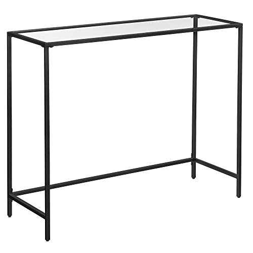 VASAGLE Mesa de Consola, Mesa de Entrada, Extremo del sofá, Tablero de Vidrio Templado, Marco de Metal, Patas Ajustables, para salón, Entrada, Pasillo, Negro LGT026B01 VASAGLE Mesa de Consola, Mesa de Entrada, Extremo del sofá, Tablero de Vidrio Templado, Marco de Metal, Patas Ajustables, para salón, Entrada, Pasillo, Negro LGT026B01