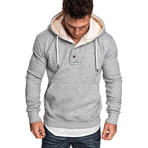 ¡Venta de liquidación! Sudadera con Capucha Hombre Hoodie Adolescentes Chico Pullover Básico Top Chandal Hombres Blusa Clásico Ropa Deportivos Casual Streetwear Yvelands(Gris A,M)