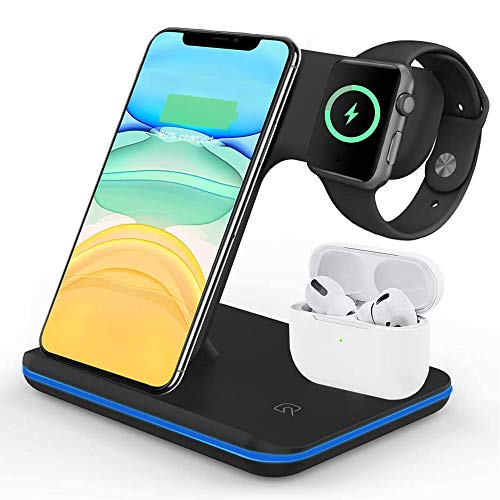 VESSTT Cargador inalámbrico Rápido, Estación de Carga Rápida Qi Inalámbrica 3 en 1 Soportes de Carga de para para iPhone 11/11 Pro MAX/X/XS MAX / 8 iWatch Series 1/2/3/4/5 Airpods 2 VESSTT Cargador inalámbrico Rápido, Estación de Carga Rápida Qi Inalámbrica 3 en 1 Soportes de Carga de para para iPhone 11/11 Pro MAX/X/XS MAX / 8 iWatch Series 1/2/3/4/5 Airpods 2