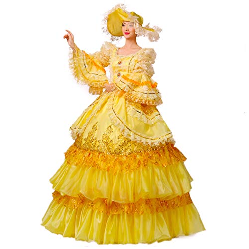 Vestido medieval barroco Marie Antoniette Vestidos renacentista período histórico del siglo XVIII vestido vestido de máscaras - - XX-Large:Altura67-69"Pecho46-48"Cintura39-41"