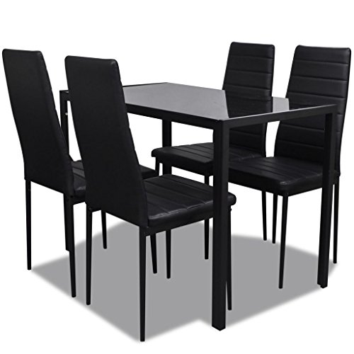 vidaXL Conjunto de Salón Comedor 5 Piezas Negro Juego de Mesa y Sillas Muebles vidaXL Conjunto de Salón Comedor 5 Piezas Negro Juego de Mesa y Sillas Muebles