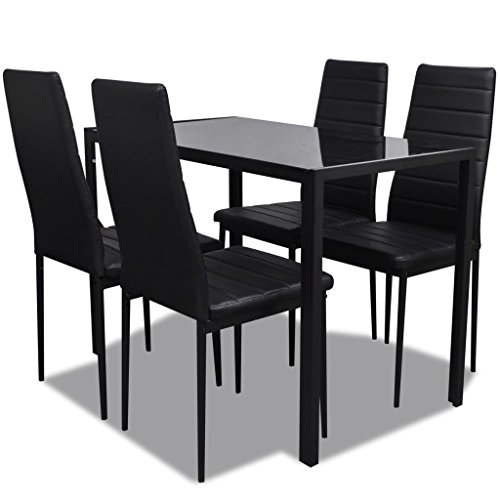 vidaXL Conjunto de Salón Comedor 5 Piezas Negro Juego de Mesa y Sillas Muebles