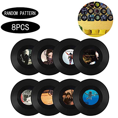 Vinyl Record Decoration, 8 Pieces Roll Music Party Decorations Record, Vinyl Record Wall Decoration, para la Decoración de Bares, Cafeterías, Tiendas de Postres (7 Pulgadas)