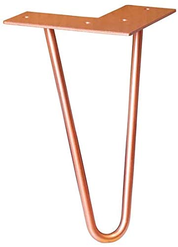 WAGNER HAIRPIN LEG 12822401 - Pata para mueble, estilo retro, acero recubierto de polvo de cobre, 12 x 12 x 20 cm, patas cónicas/inclinadas, con placa atornillable integrada