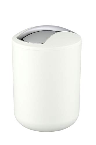 WENKO Cubo con tapa oscilante Brasil S blanco - a prueba de rotura Capacidad: 2 l, Plástico (TPE), 14 x 21 x 14 cm, Blanco