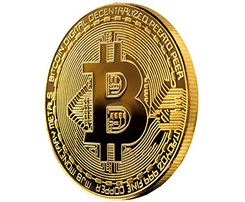 Wepeel - Moneda física de Bitcoin bañada en Oro. Una Pieza de coleccionista Que Incluye Estuche Protector y una Pegatina de BTC.
