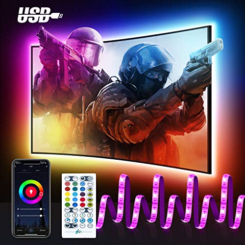 WiFi USB Tira Led TV 2M, Maxcio Led Rgb Wifi Control de Voz y App Compatible con Echo/Dot/Tap y Google Home, 5050 Luces Led Decorativas para TV con Multicolor, Modo de Escena, Brillo Ajustable