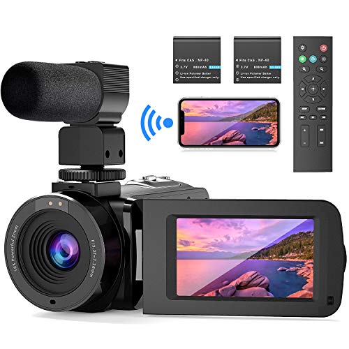 WiFi Videocámara UHD 26MP FamBrow Videocamara de Vlogging Youtube IR Visión Nocturna 30FPS 16X Zoom Cámara de Video Pantalla Giratoria,con Micrófono Control Remoto 2 Batería WiFi Videocámara UHD 26MP FamBrow Videocamara de Vlogging Youtube IR Visión Nocturna 30FPS 16X Zoom Cámara de Video Pantalla Giratoria,con Micrófono Control Remoto 2 Batería