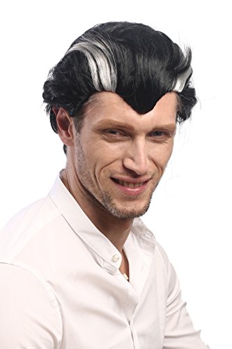 WIG ME UP- XH-820-ZA103-ZA68A Peluca Hombres Carnaval Halloween Cortas mechones Gris Negros entradas Vampiro Drácula