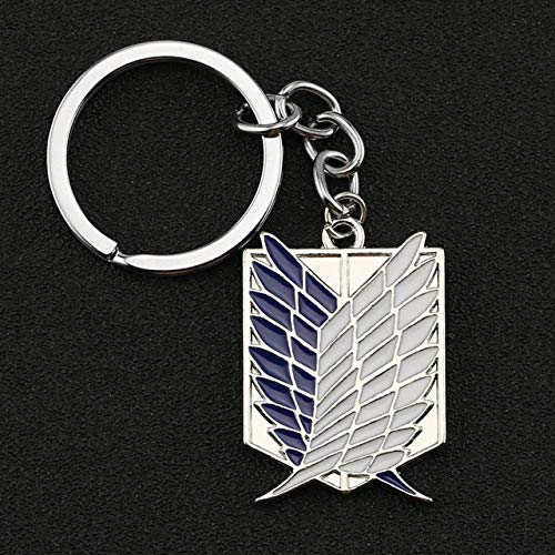 Wonderful Day Attack On Titan Llavero Wings of Liberty Freedom Scouting Legion Eren Keyring Key Holder Chain Ring Nuevo Anime Jewelry, Azul y Blanco