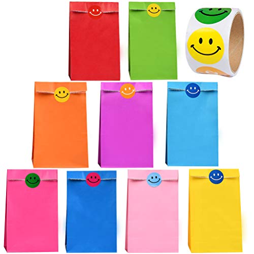 WOWOSS 45Pcs Bolsas de Papel Kraft para Regalos 9 Colores Bolsas de Papel kraft Pequeñas con 100 Pegatinas de Cara Sonriente para Papel Bolsas de Regalo Fiesta, Boda, Cumpleaños WOWOSS 45Pcs Bolsas de Papel Kraft para Regalos 9 Colores Bolsas de Papel kraft Pequeñas con 100 Pegatinas de Cara Sonriente para Papel Bolsas de Regalo Fiesta, Boda, Cumpleaños
