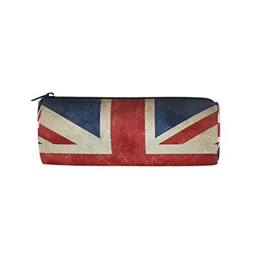 WowPrint Estuche de lápices vintage con cremallera de la bandera de Reino Unido con diseño de bandera de Reino Unido, bolsa de maquillaje multifuncional para la escuela, trabajo, oficina, viajes
