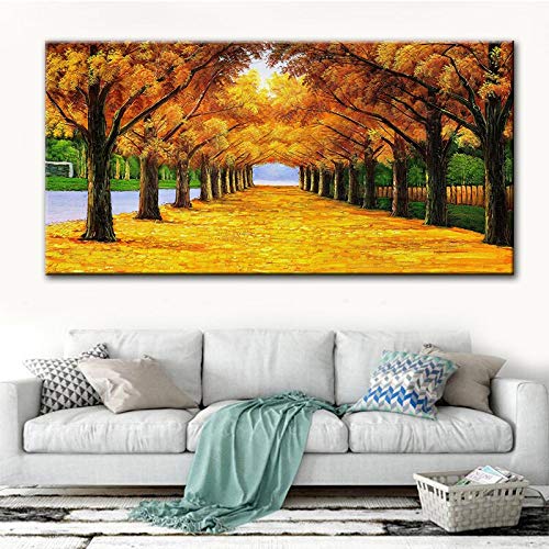 wZUN Paisaje Arte de la Pared Hoja Amarilla árboles Lienzo Pintura al óleo Sala de Estar decoración Pintura Lienzo Obra de Arte Pintura 50x100cm wZUN Paisaje Arte de la Pared Hoja Amarilla árboles Lienzo Pintura al óleo Sala de Estar decoración Pintura Lienzo Obra de Arte Pintura 50x100cm