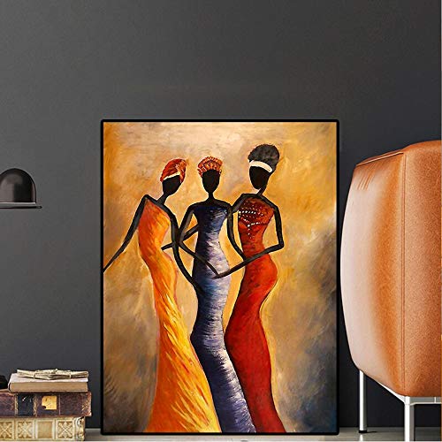 wZUN Pintura al óleo del Retrato de la Mujer Africana de la Vendimia en el Cartel de la Lona e Imprime la Imagen de la Sala de Estar de la Pared del Arte de la Lona 60x90 Sin Marco