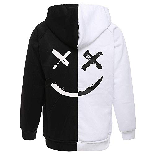 XIAOYAO Hombre Sudadera con Capucha Deportiva Manga Larga Hoodie Casual Camisa de Entrenamiento (XL, Blanco Negro) XIAOYAO Hombre Sudadera con Capucha Deportiva Manga Larga Hoodie Casual Camisa de Entrenamiento (XL, Blanco Negro)