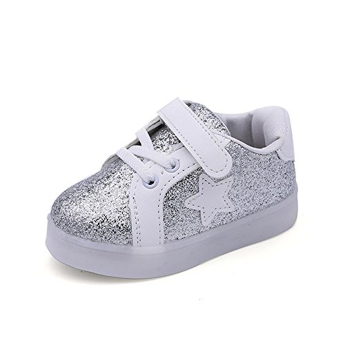 YanHoo Zapatos para niños Bebé Fashion Star Sneaker Zapatos Ligeros para niños niños y niñas Zapatos radiantes de Colores Flash LED Zapatos para niños Tabla de luz Zapatos Ligeros